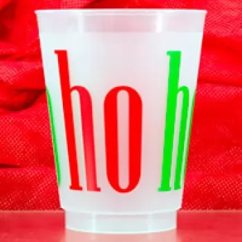 Christmas Cups Frost Flex 16oz Pre-printed | BIG HO HO (Red/Green Ink) | PCFC001