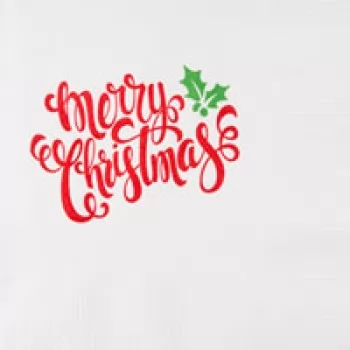 Christmas Beverage Napkins | Holly | White napkin Red/Green Print | GBC48