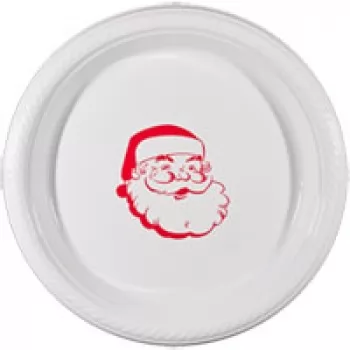 christmas plates santa face 7" round plastic PPC001 CupOfArms