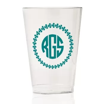 monogrammed clear plastic cup | Signature Collection monogram {leaf 3}