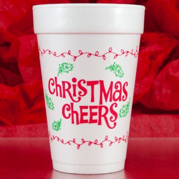 Christmas Cups Styrofoam 16oz Pre-printed | Christmas Cheers (Red/Green Print) | FCC138