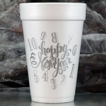 New Year’s Cups Styrofoam 16oz Pre-printed | Countdown (Silver Print) | FCC171