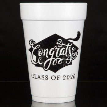 Graduation styrofoam cups {congrats} | 16oz foam pre-printed | Cup of Arms | FCG003