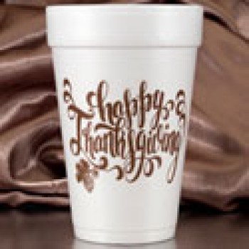 happy thanksgiving styrofoam cups 16oz pre-printed 