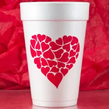 valentine's day styrofoam cups {heart of hearts} 16oz pre-printed CupOfArms FCV117