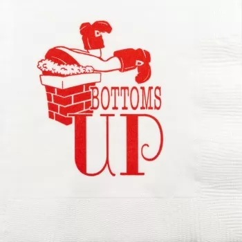 Christmas Beverage Napkins | Bottoms Up | White napkin Red Print | GBC40
