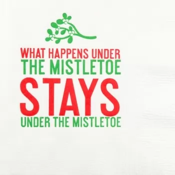 Christmas Beverage Napkins | Mistletoe | White napkin Red/Green Print | GBC51