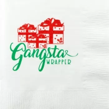 Christmas Beverage Napkins | Gansta | white napkin White Print | GBC63