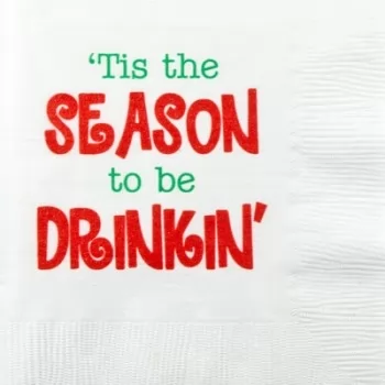 Christmas Beverage Napkins | Drinkin | White napkin Green/red Print | GBH165