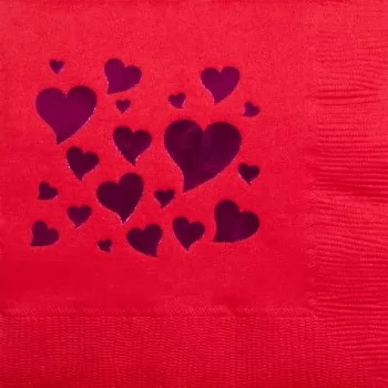 valentine's day napkins {hearts} pre-printed beverage / cocktail CupOfArms GBV13