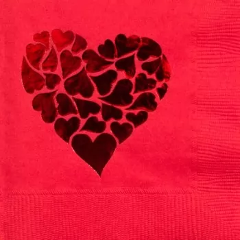 valentine's day napkins {heart on hearts} pre-printed beverage / cocktail CupOfArms GBV16