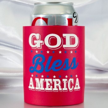 July 4th Red Soft Foam Koozie | Pre-printed | Bless (White/Blue Ink) | SFHID002