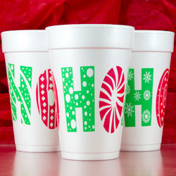 christmas new ho ho ho styrofoam cup 16oz pre-printed CupOfArms