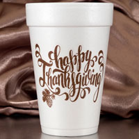 thanksgiving happy thanksgiving styrofoam cup 16oz pre-printed CupOfArms
