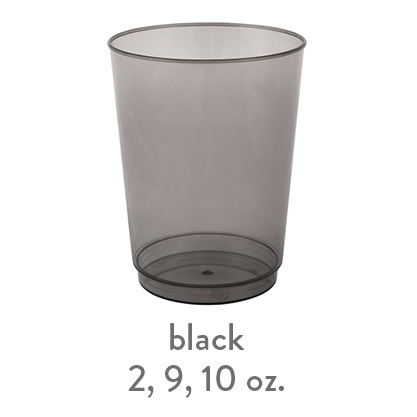 black transparent hard plastic cup